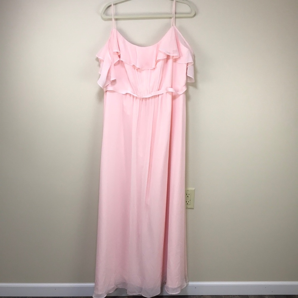 NWT David’s Bridal Petal Pink size 18 long flutter sleeve